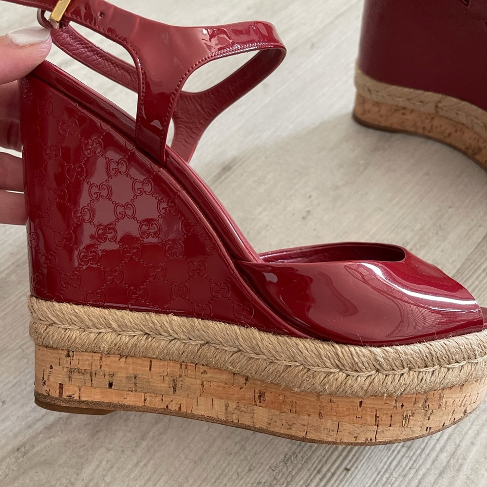 Gucci Patent Leather Red Wedge